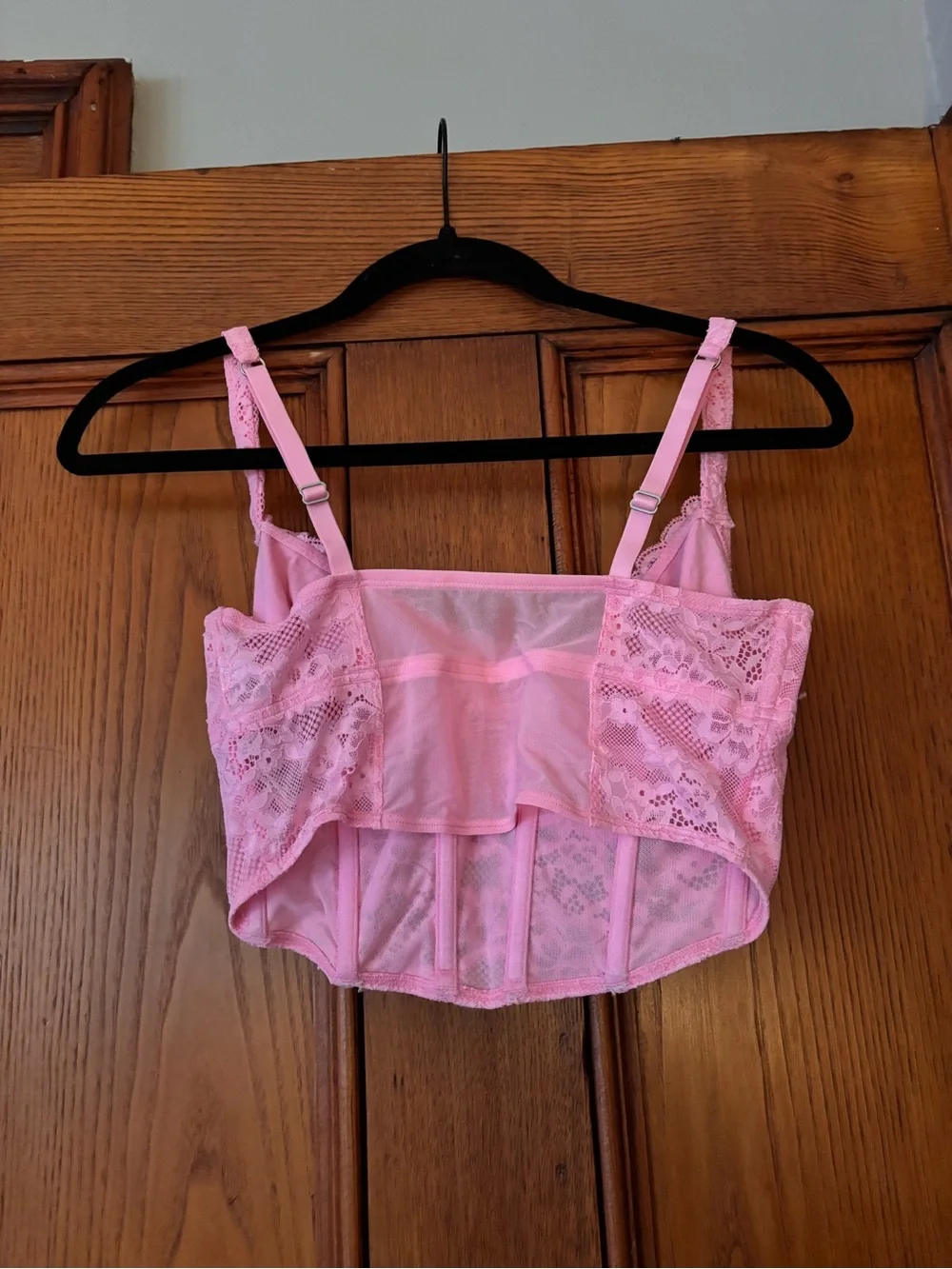 Hollister Pink Lace Longline Bustier Top
